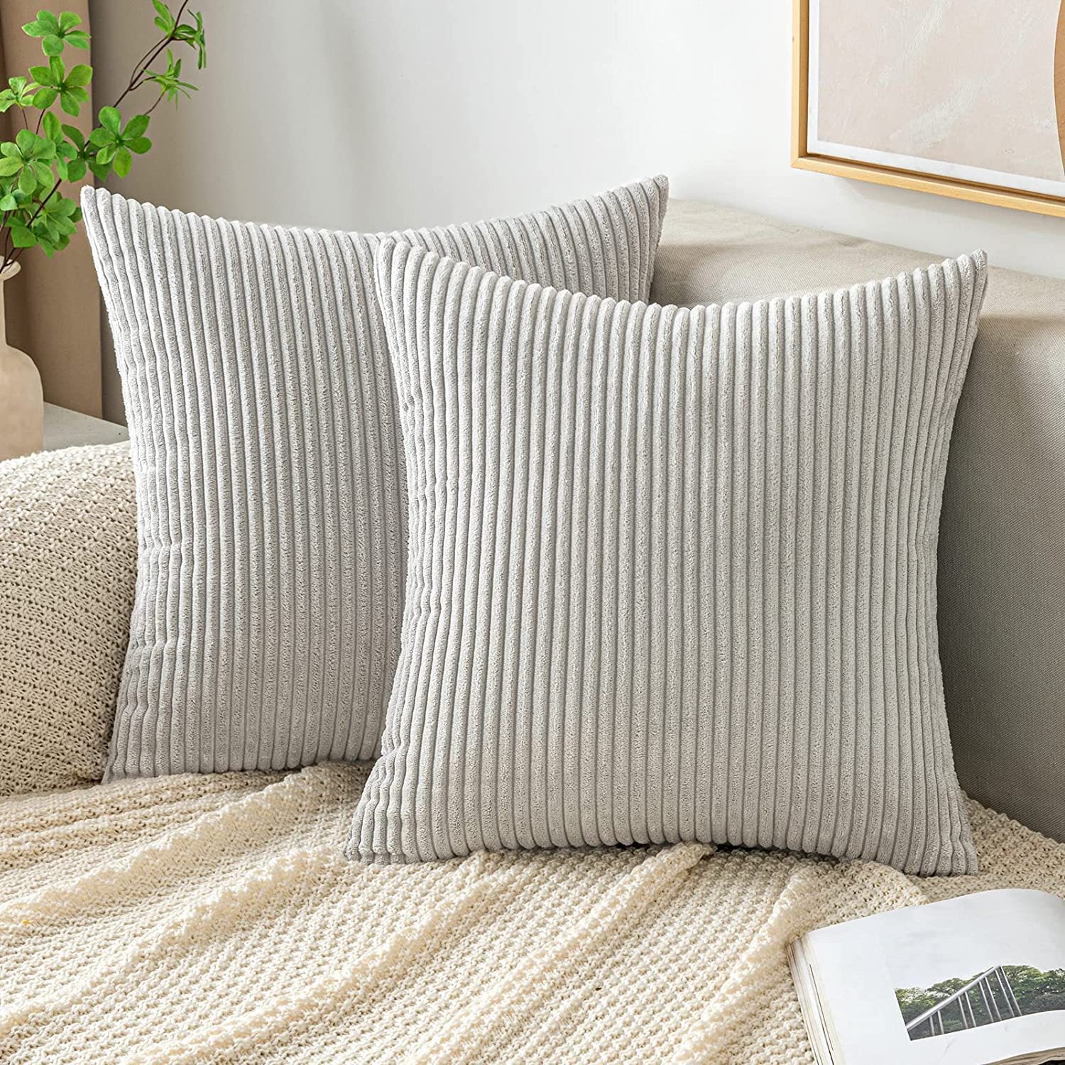 Corduroy Throw Pillow Covers Set of 4