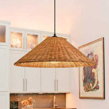 Large Rattan Dome Pendant Light
