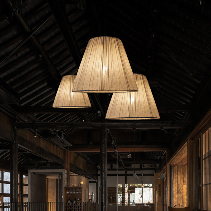 Japanese Linen Pendant Light - Pleated Fabric Shade