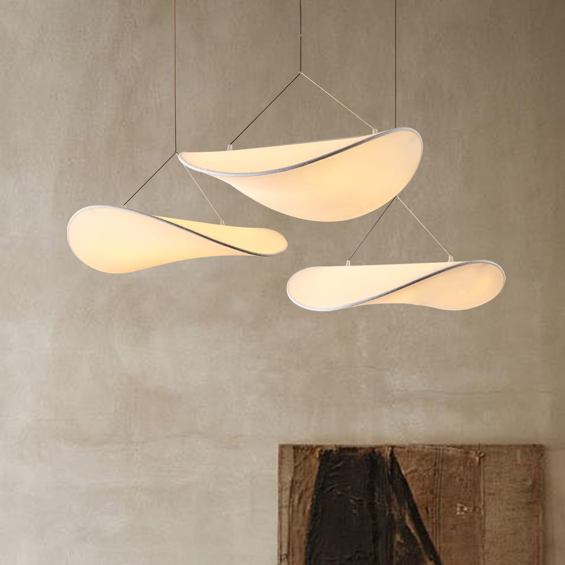 Sculptural Silk Pendant Light - Adjustable Hanging