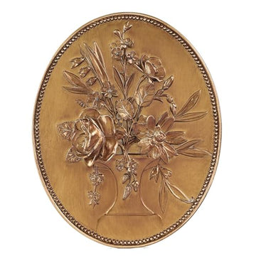 Floral Wall Art - Gold Embossed Oval Design