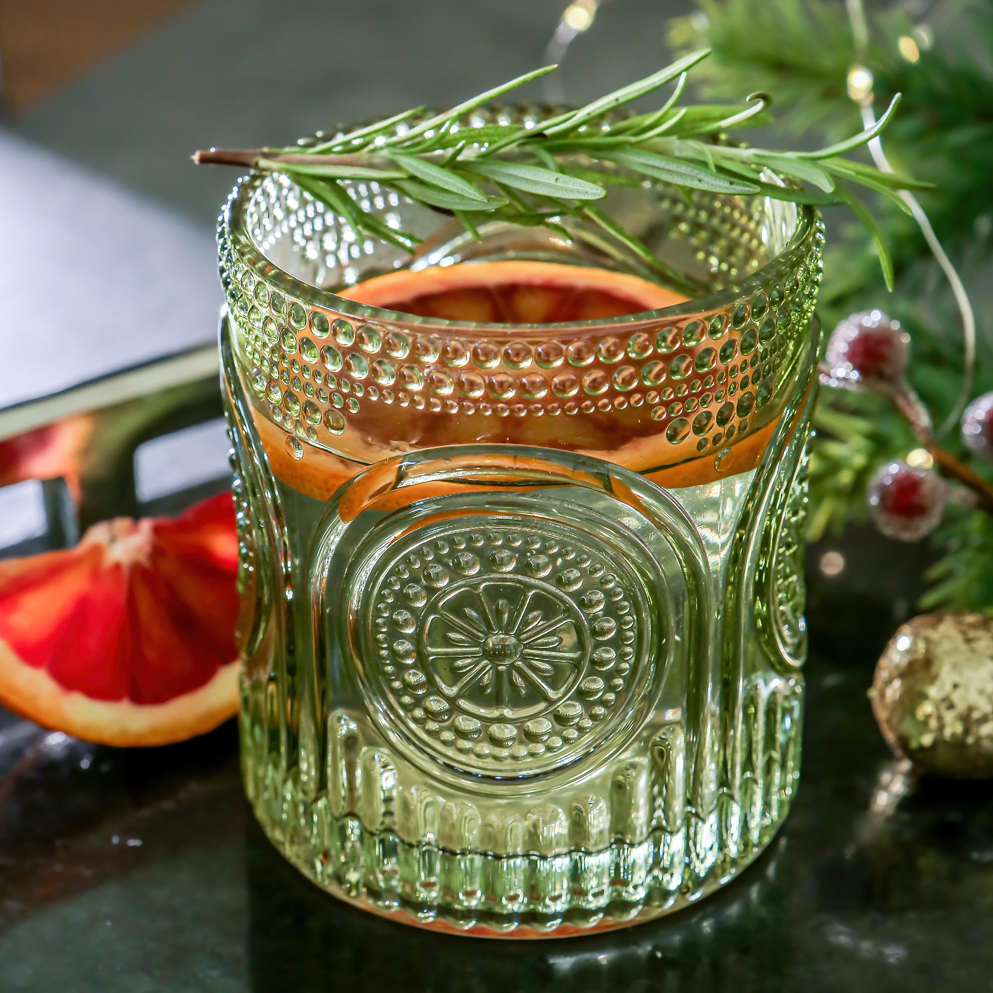 Colored Beaded Drinking Glass