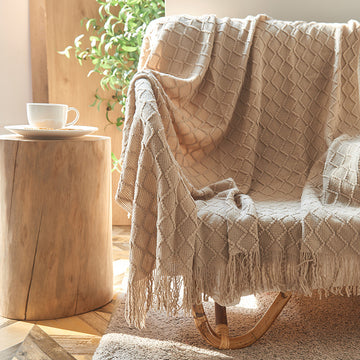 Nordic Diamond Knit Throw Blanket