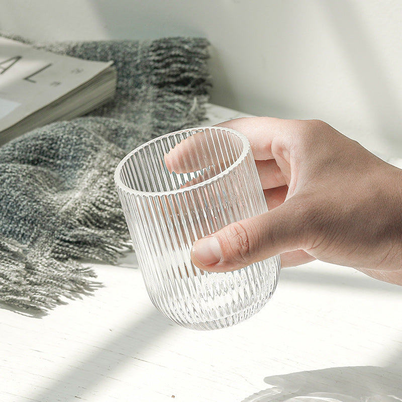 Ribbed Glass Drinking Cup