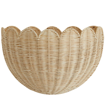 Scalloped Wicker Wall Basket - Handwoven Storage