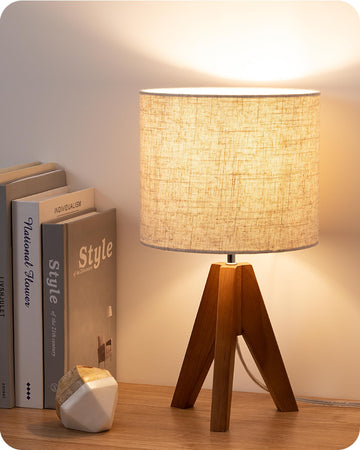 Nordic Wooden Tripod Bedside Lamp