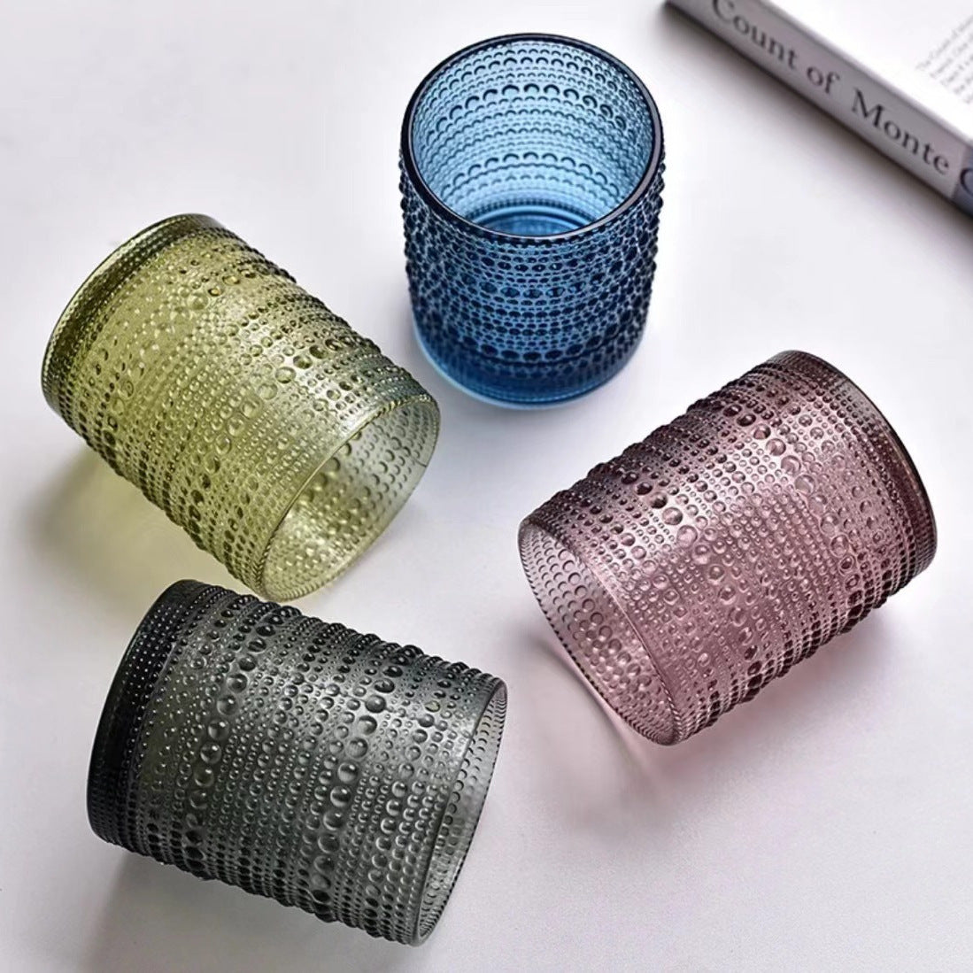 Colored Hobnail Drinking Glasses