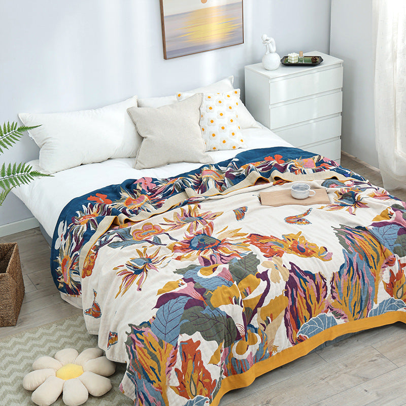 Reversible Cotton Boho Throw Blanket - Available in 3 Sizes