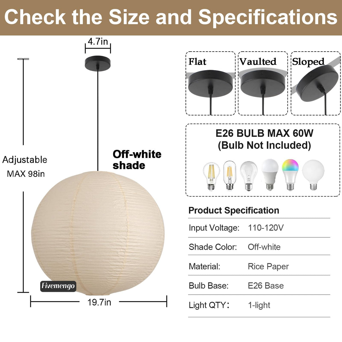 Japanese Rice Paper Pendant Light