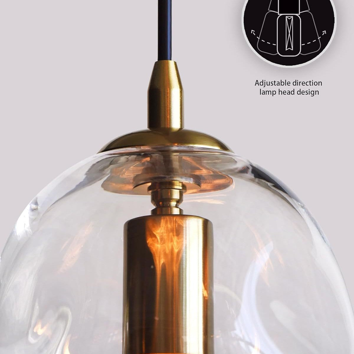 Modern Glass Pendant Lights Set of 2 - Adjustable Cord