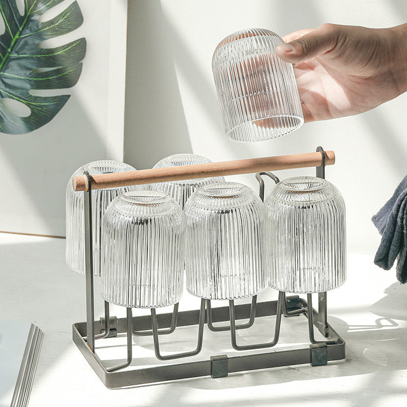 Ribbed Glass Drinking Cup