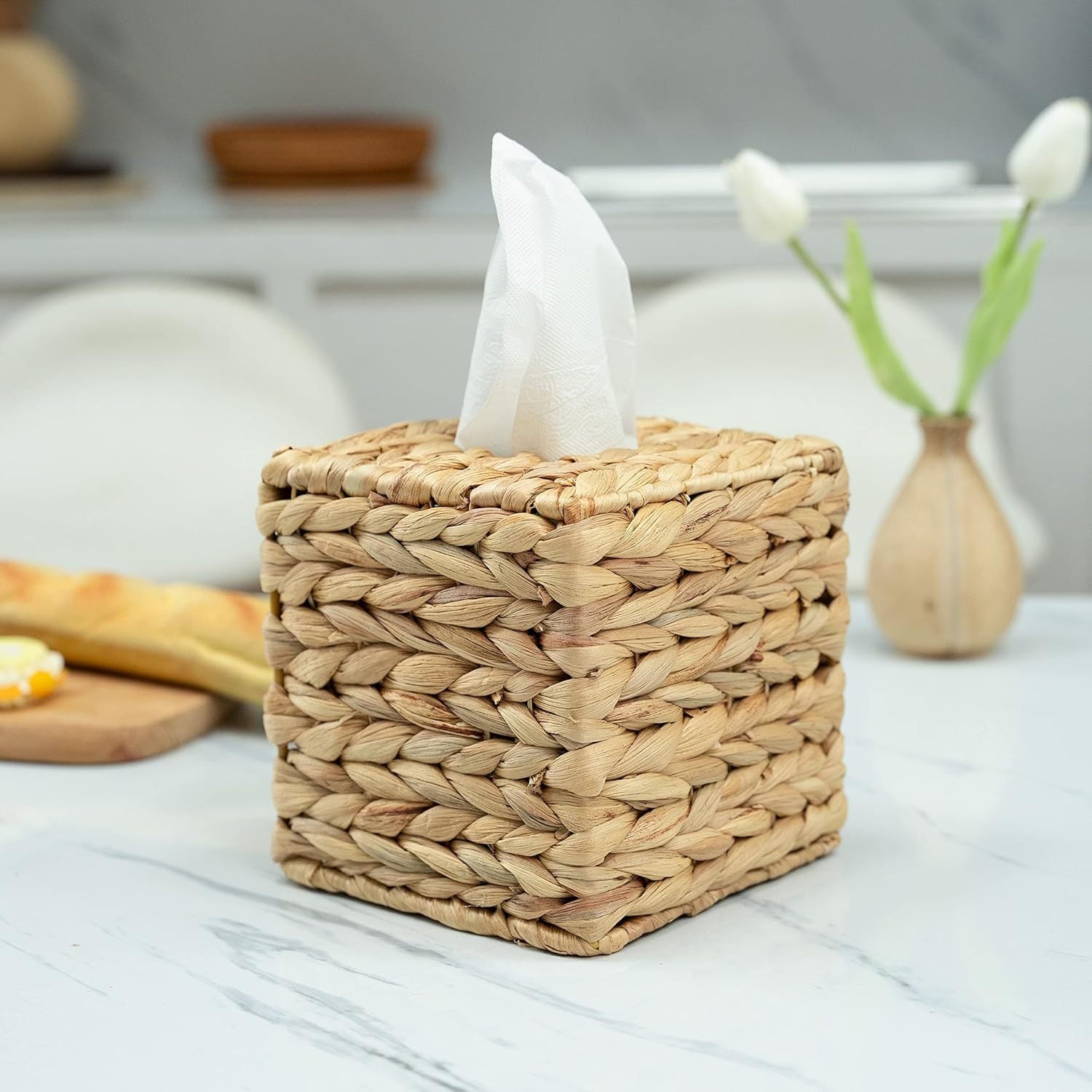 Handwoven Wicker Tissue Box Cover