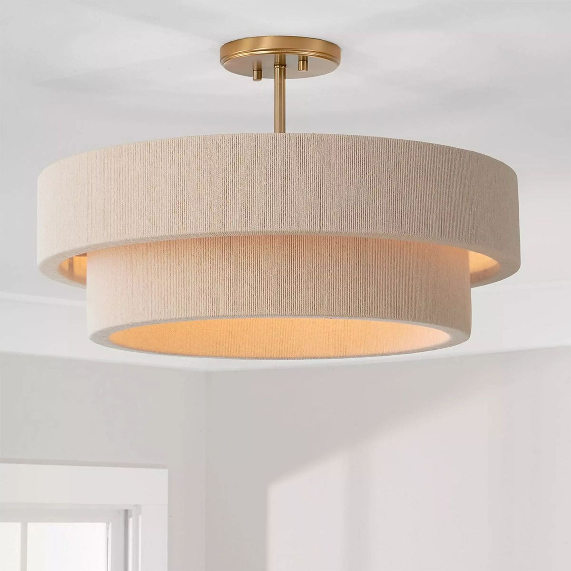 Woven Fabric Drum Pendant Light 80 cm - Adjustable Height