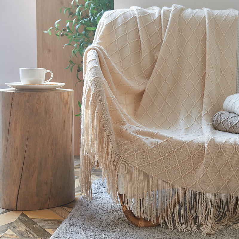 Nordic Diamond Knit Throw Blanket