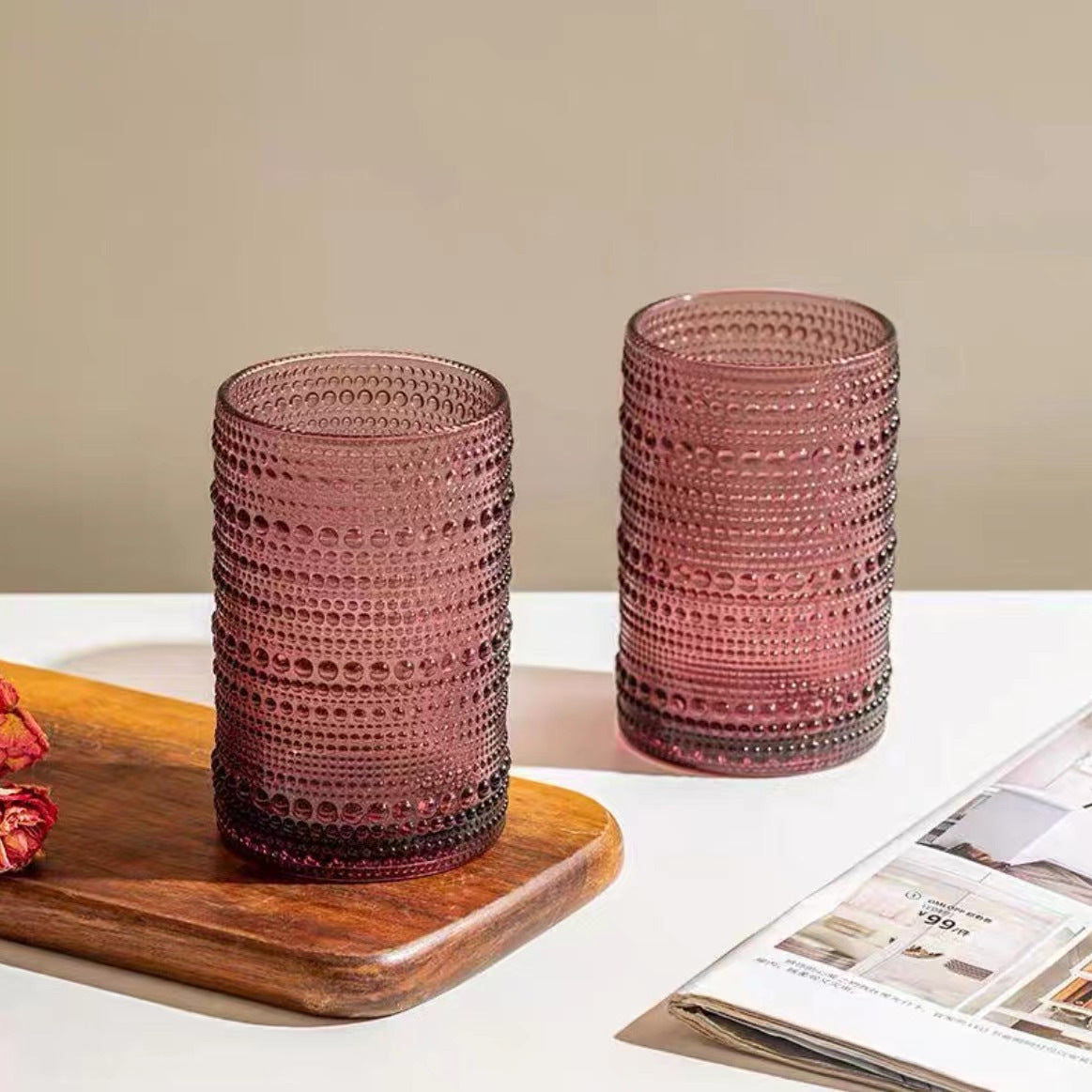 Colored Hobnail Drinking Glasses