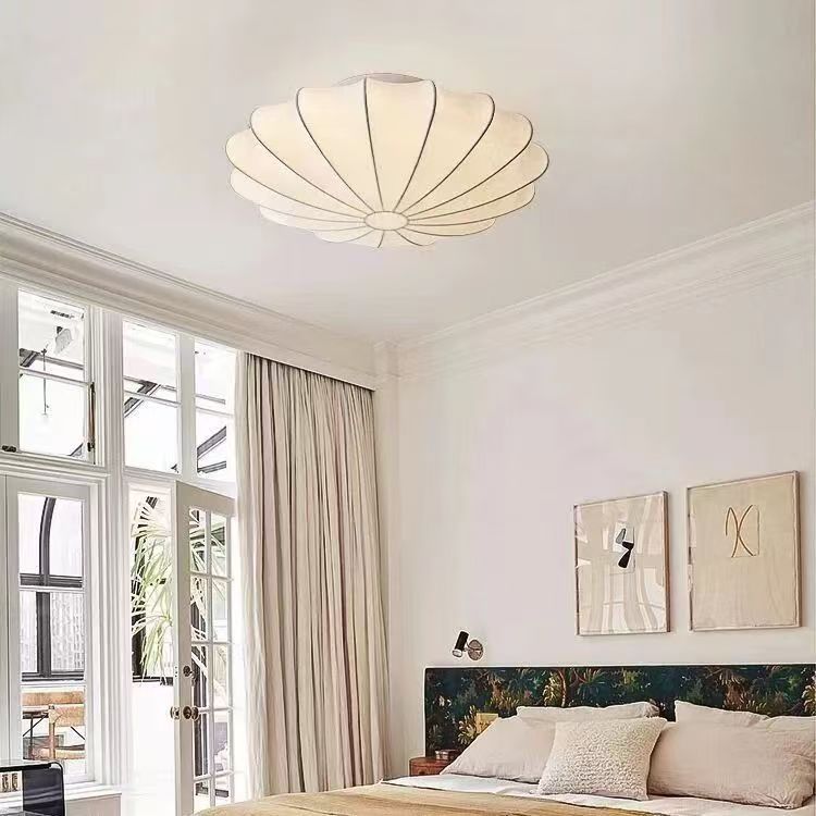 Japanese Silk Ceiling Light - Wabi Sabi Style