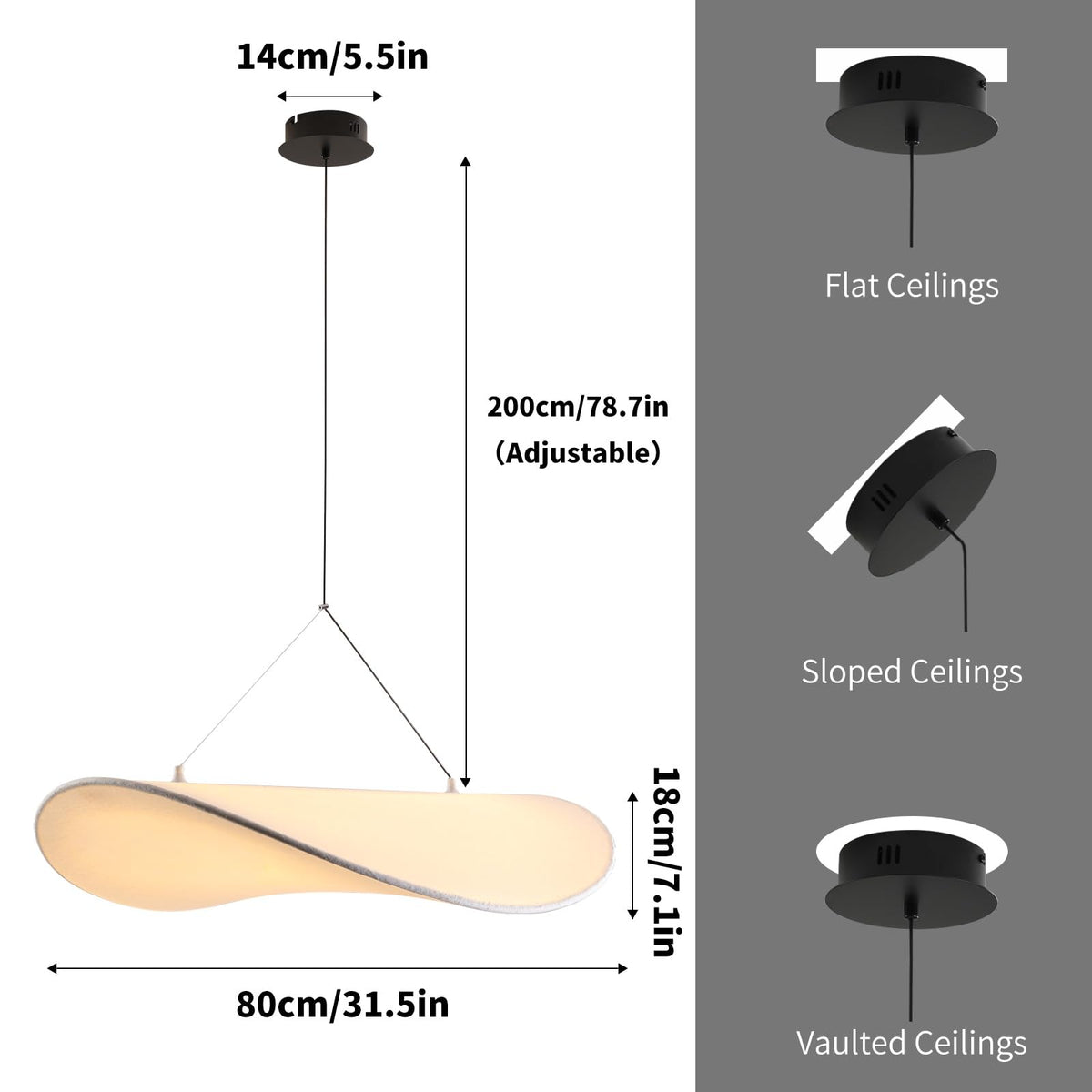 Sculptural Silk Pendant Light - Adjustable Hanging