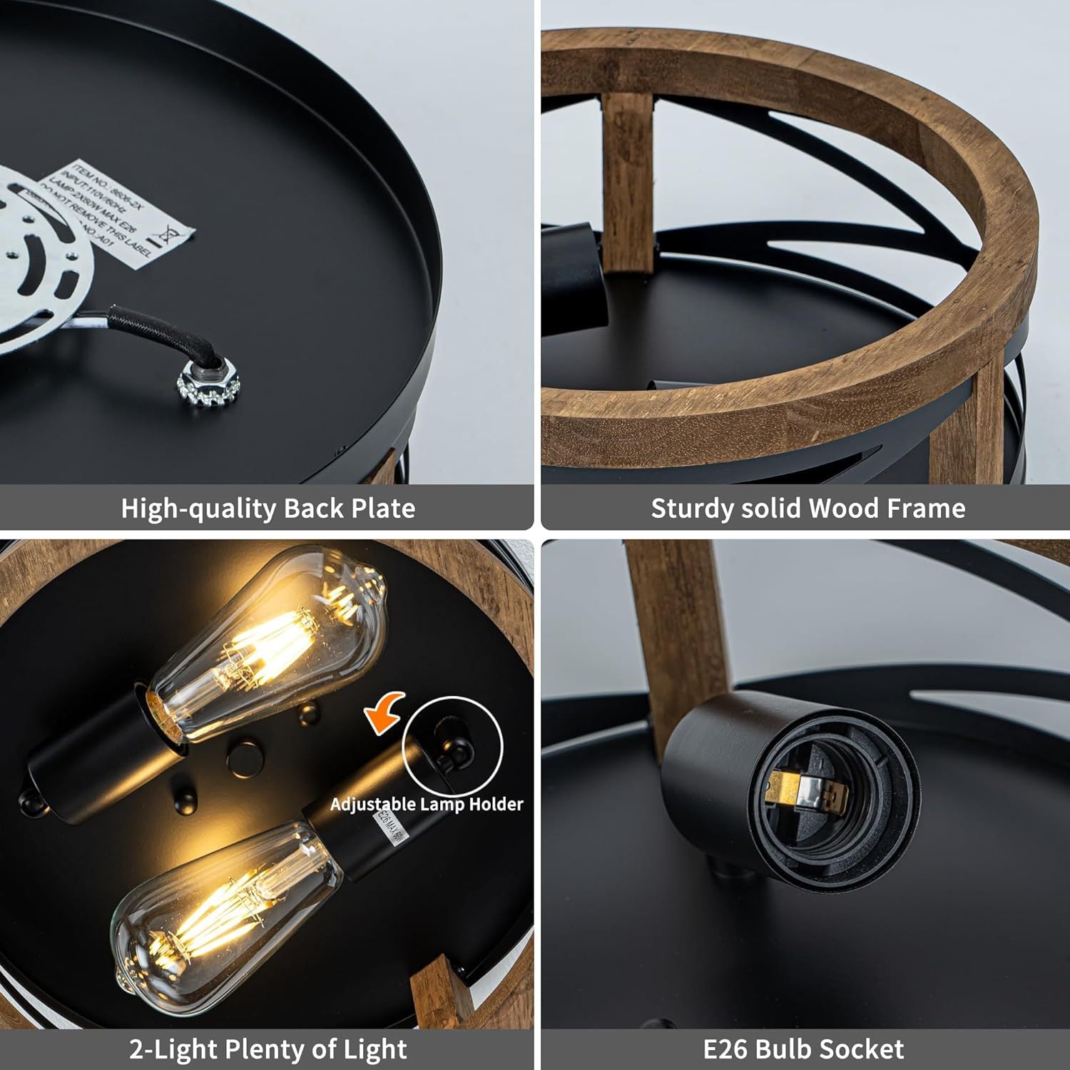 Rustic Wood Flush Mount Ceiling Light
