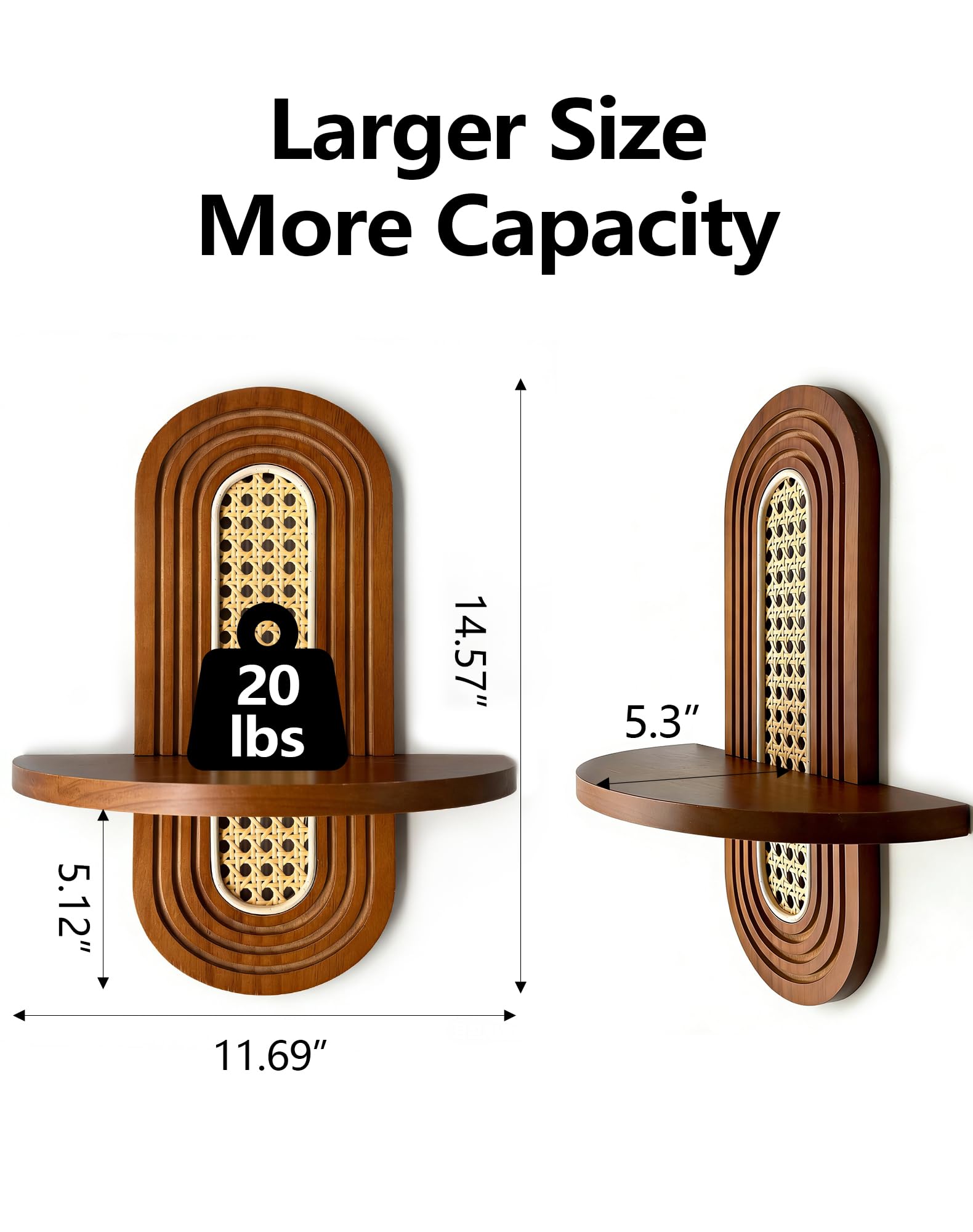 Arched Rattan Wall Shelf Set