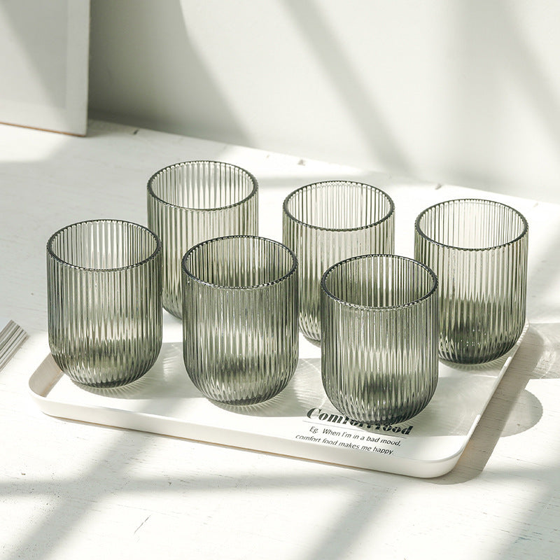 Ribbed Glass Drinking Cup