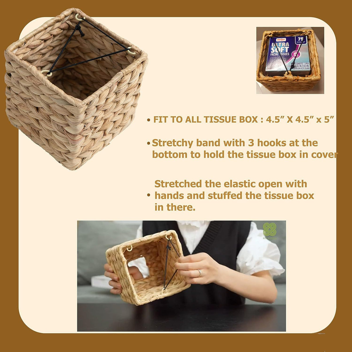 Handwoven Wicker Tissue Box Cover