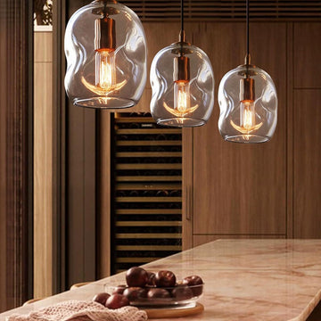 Modern Glass Pendant Lights Set of 2 - Adjustable Cord