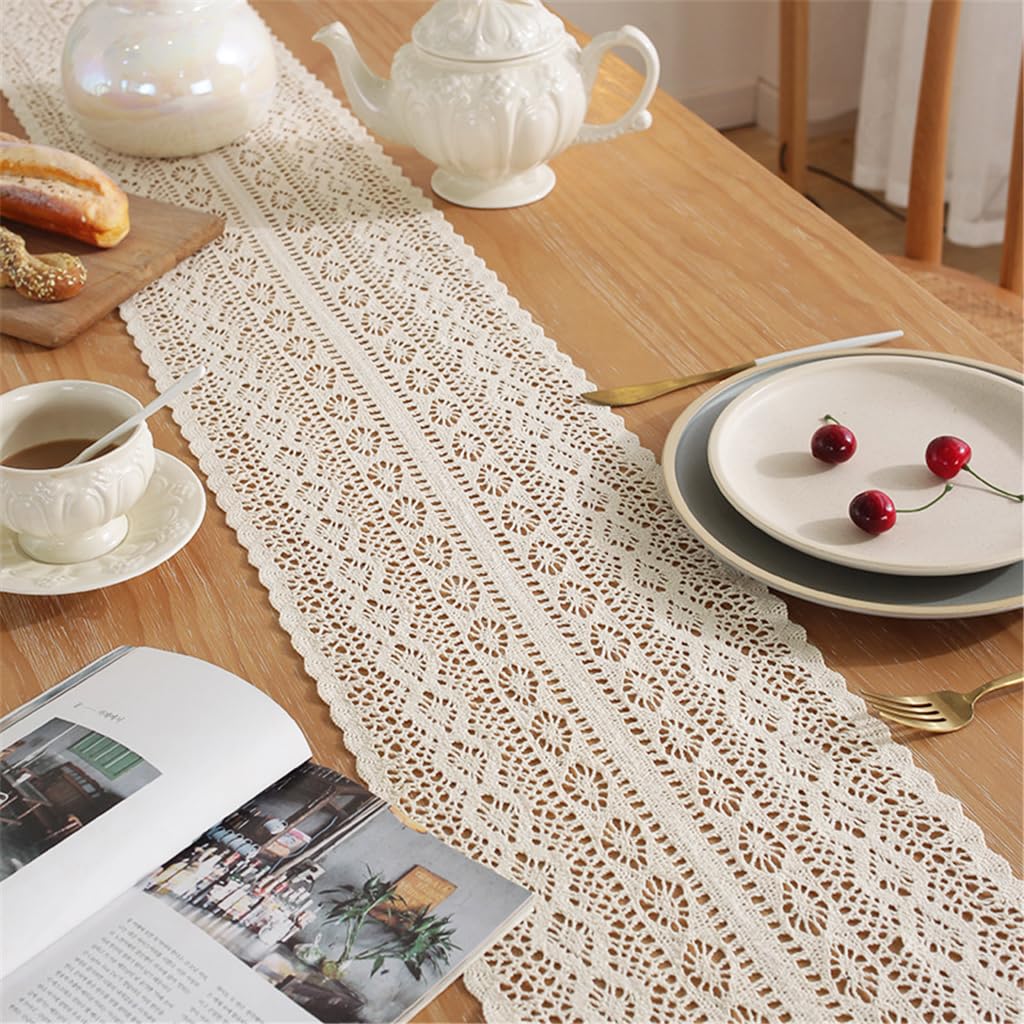 Bohemian Crochet Table Runner - Tassel Lace