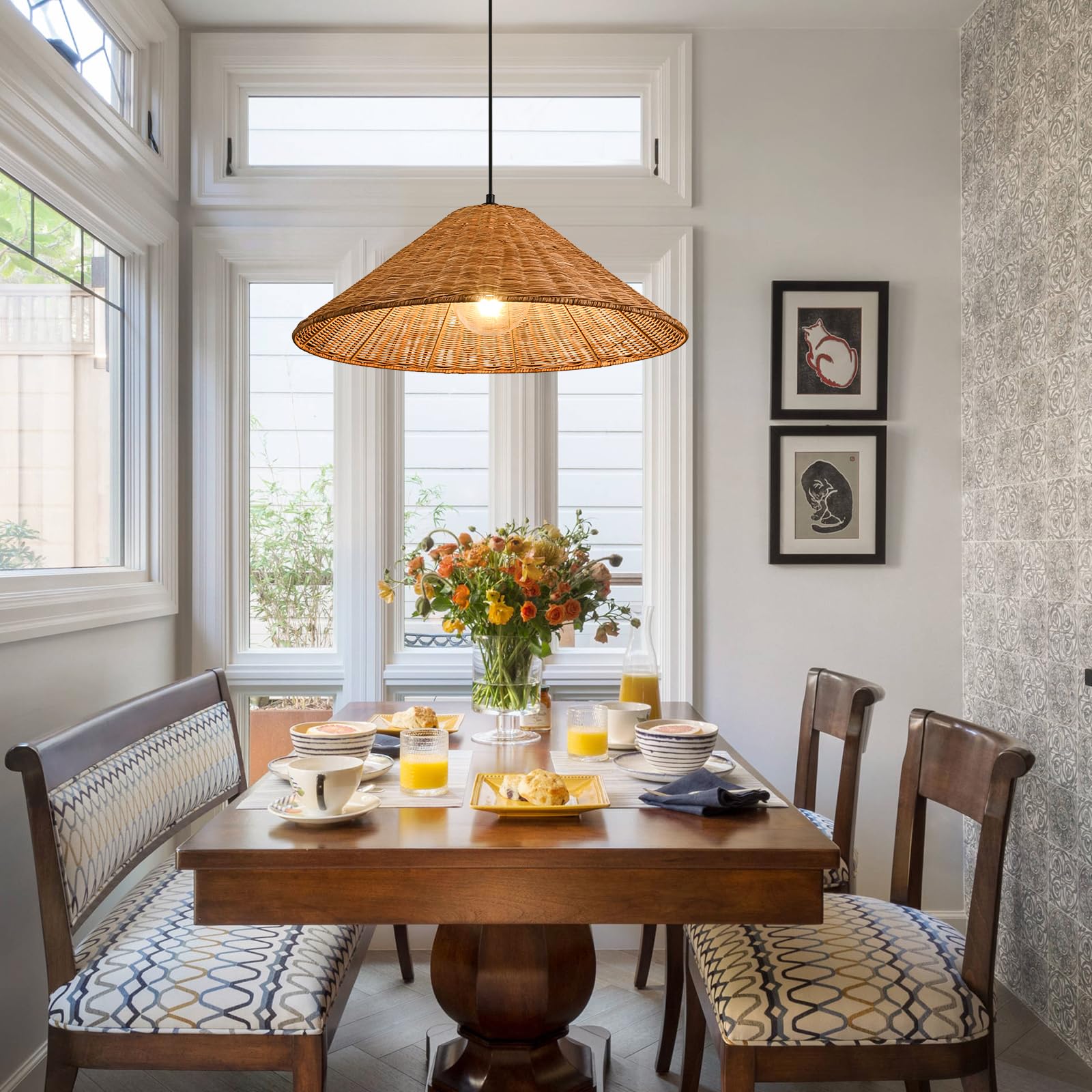 Large Rattan Dome Pendant Light