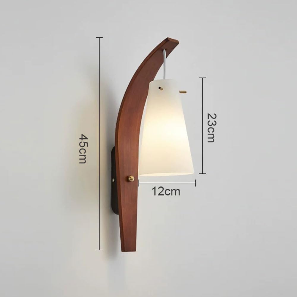 Wabi Sabi Wood Wall Sconce - White Glass Shade