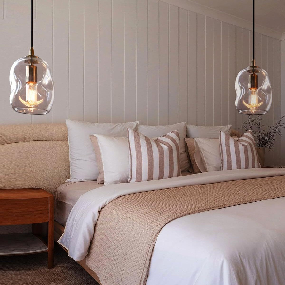 Modern Glass Pendant Lights Set of 2 - Adjustable Cord