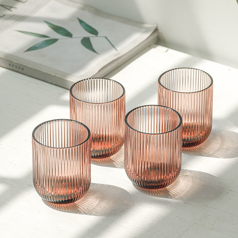 Ribbed Glass Drinking Cup
