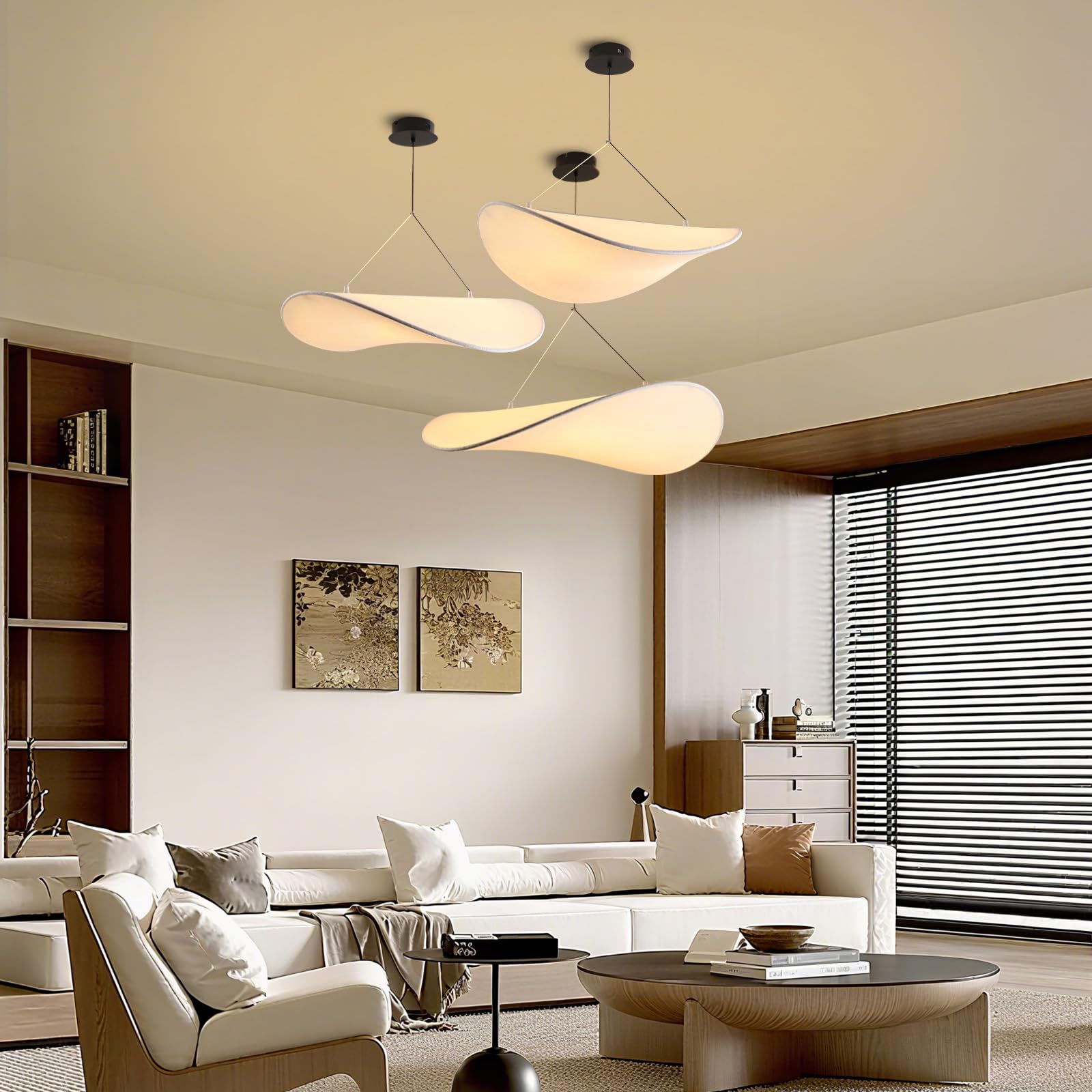 Sculptural Silk Pendant Light - Adjustable Hanging