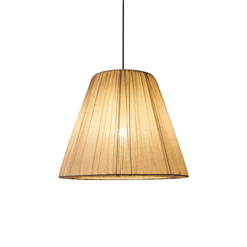 Japanese Linen Pendant Light - Pleated Fabric Shade