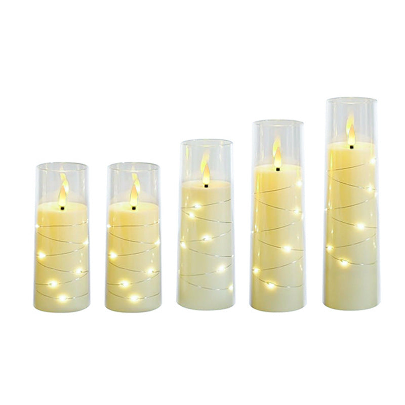 Smoky Glass Flameless Candle Set of 5