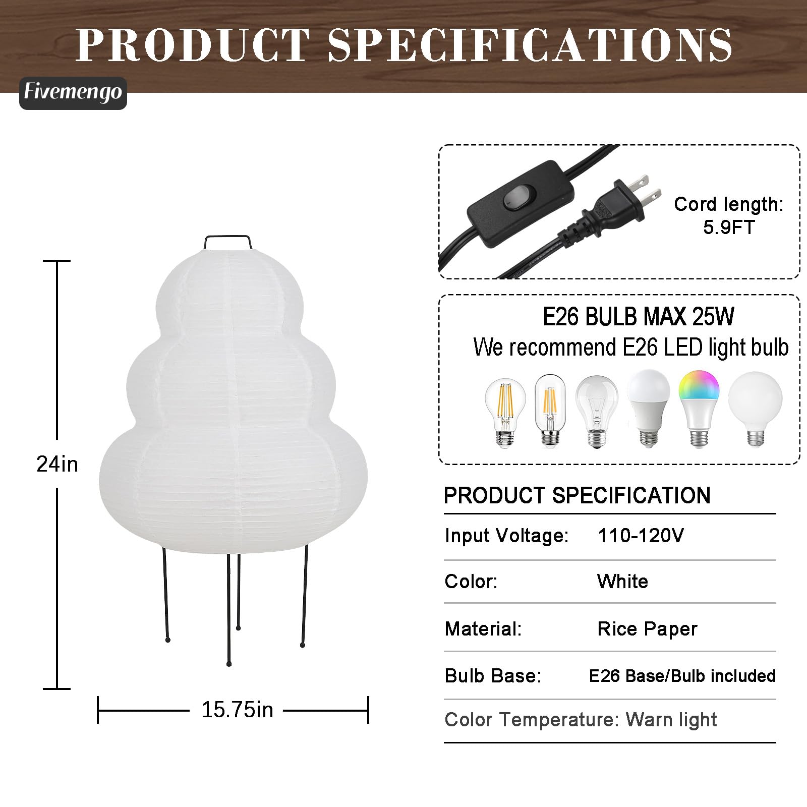 Japanese Rice Paper Floor Lamp