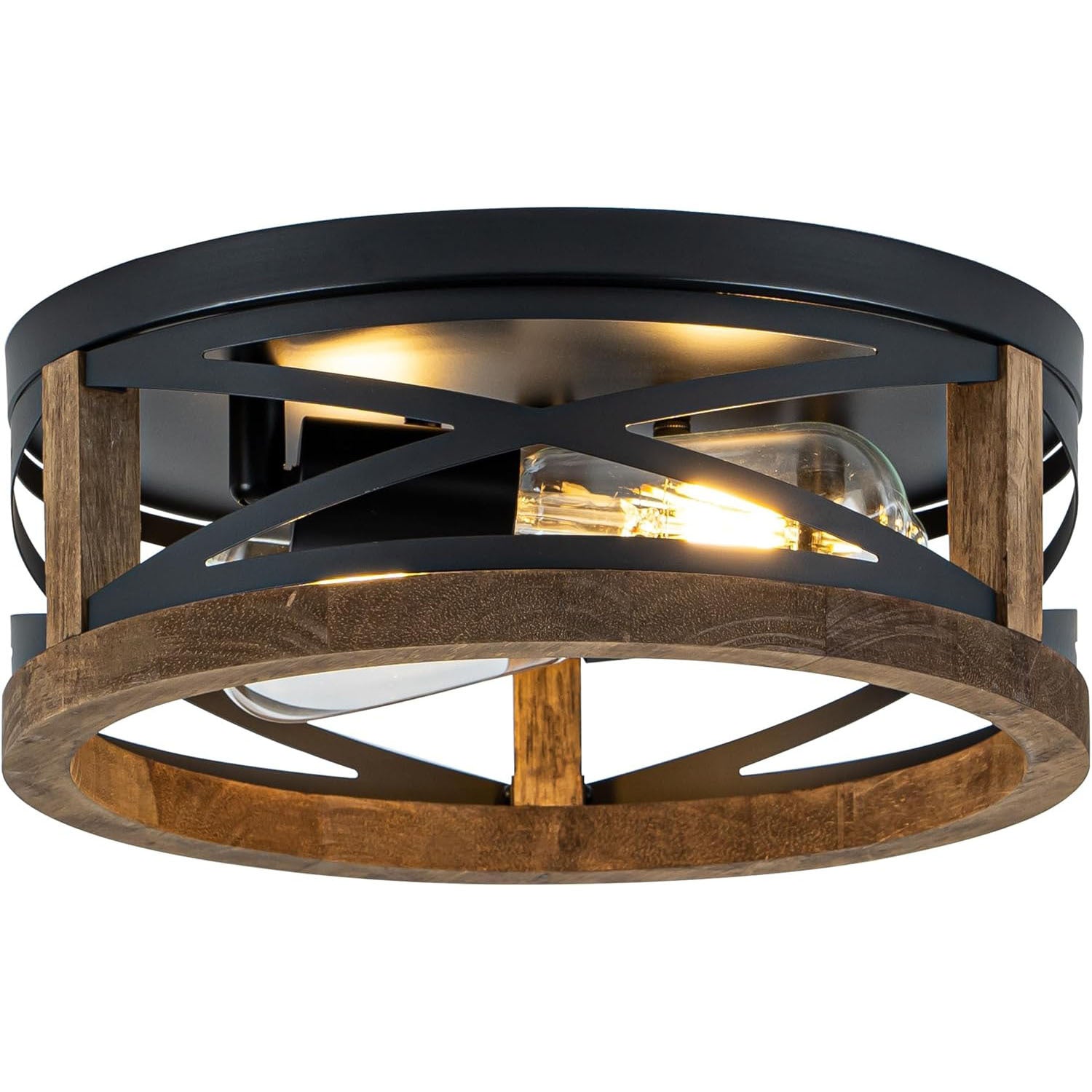 Rustic Wood Flush Mount Ceiling Light