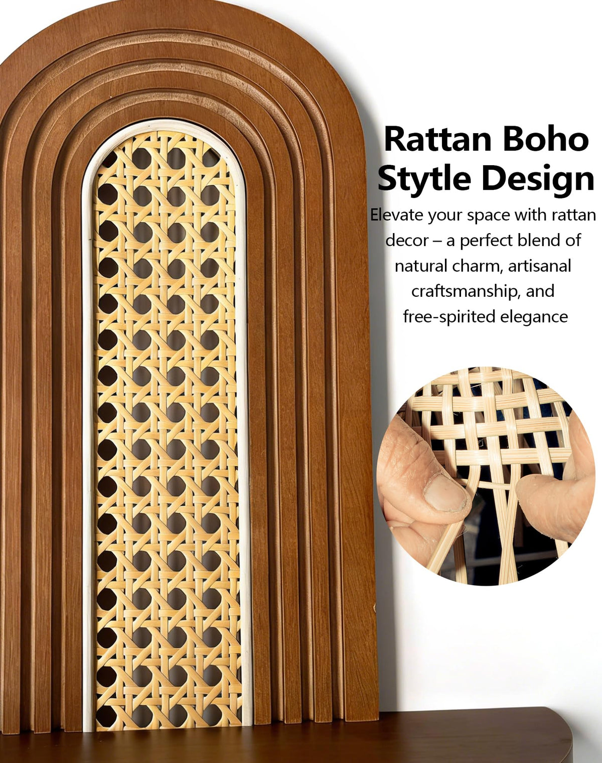 Arched Rattan Wall Shelf Set