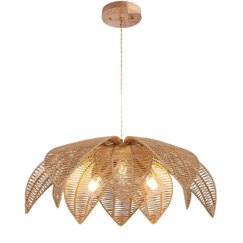 Lotus Rattan Pendant Light - Adjustable Height