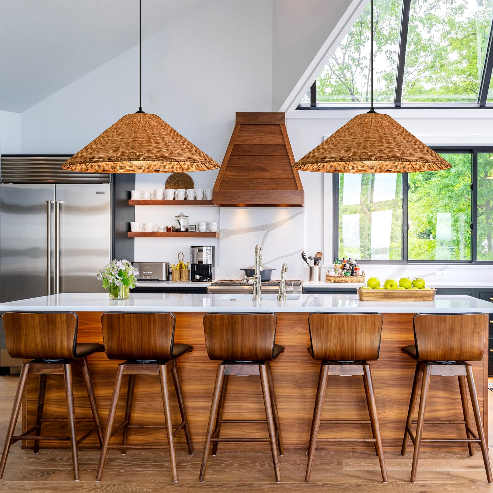 Large Rattan Dome Pendant Light