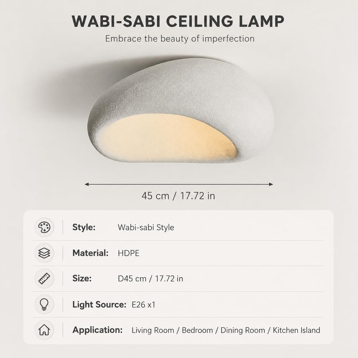 Wabi Sabi Ceiling Light - Sculptural Stone Design