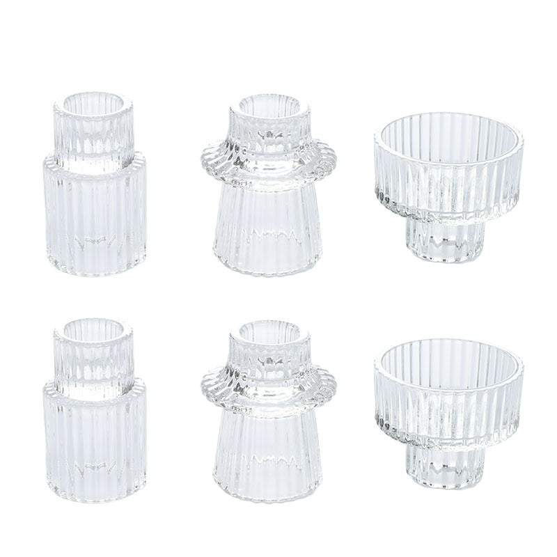 Ribbed Glass Candle Holders