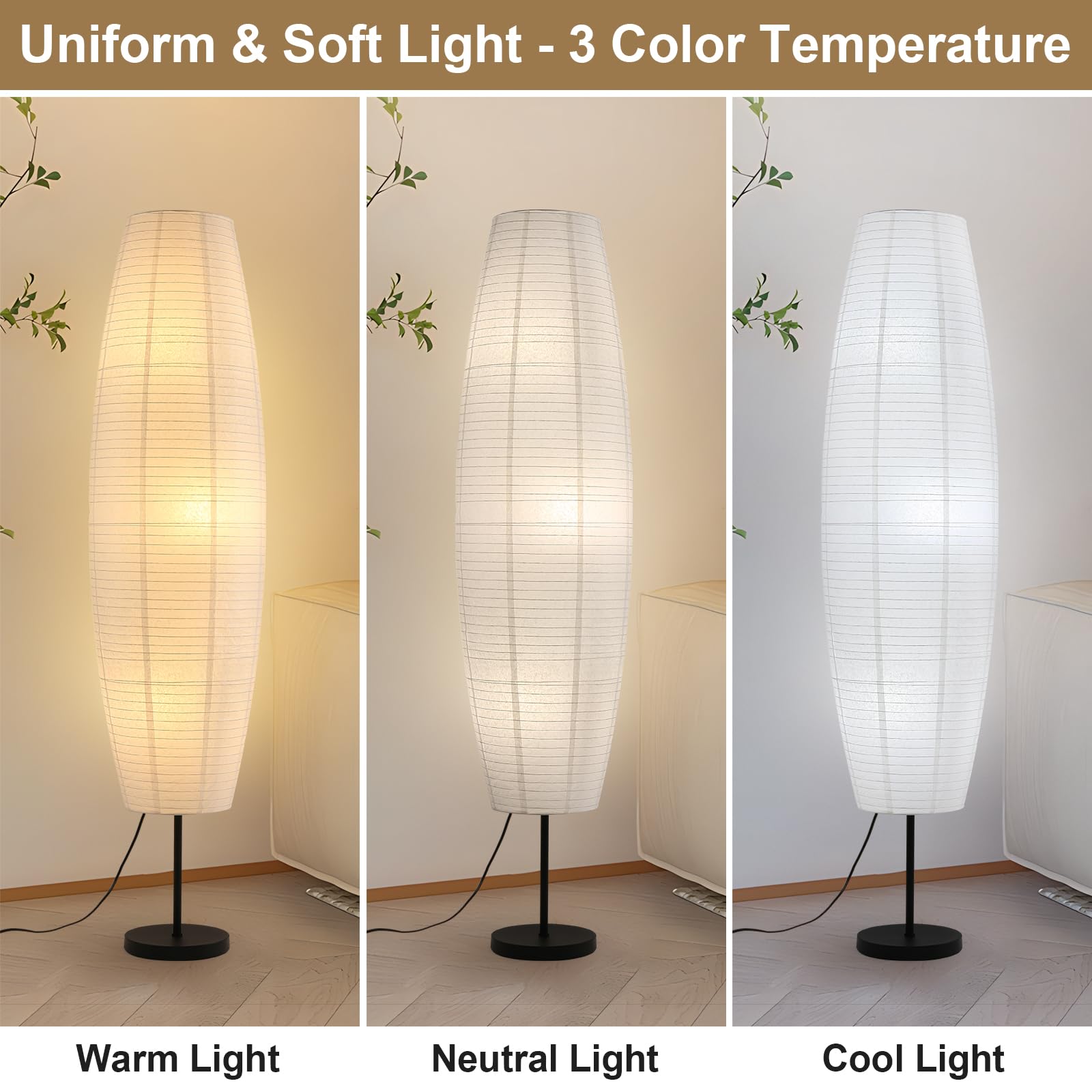 Japanese Rice Paper Floor Lamp - 3 Color Temperatures