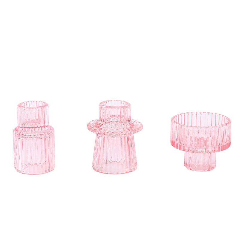 Ribbed Glass Candle Holders