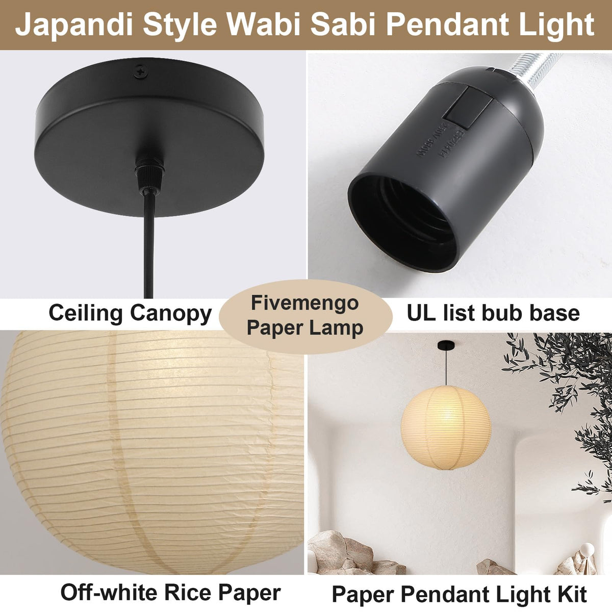 Japanese Rice Paper Pendant Light