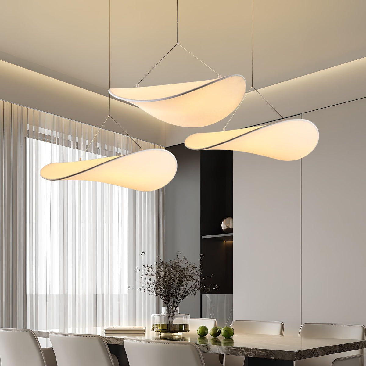 Sculptural Silk Pendant Light - Adjustable Hanging