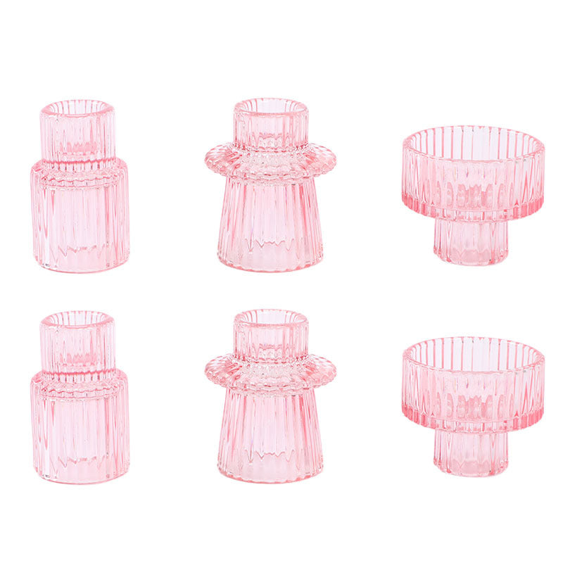 Ribbed Glass Candle Holders