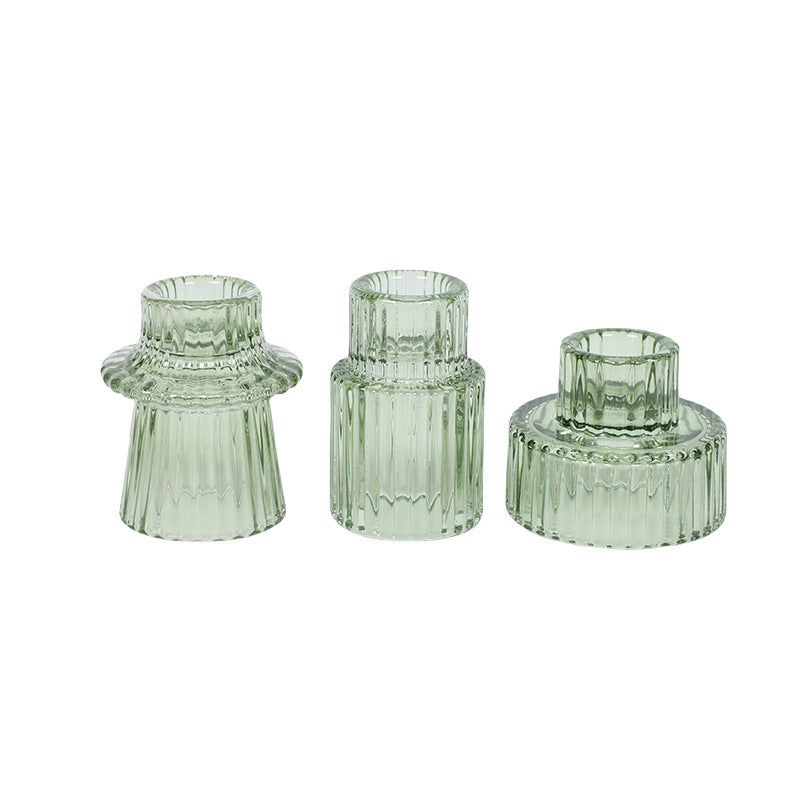 Ribbed Glass Candle Holders