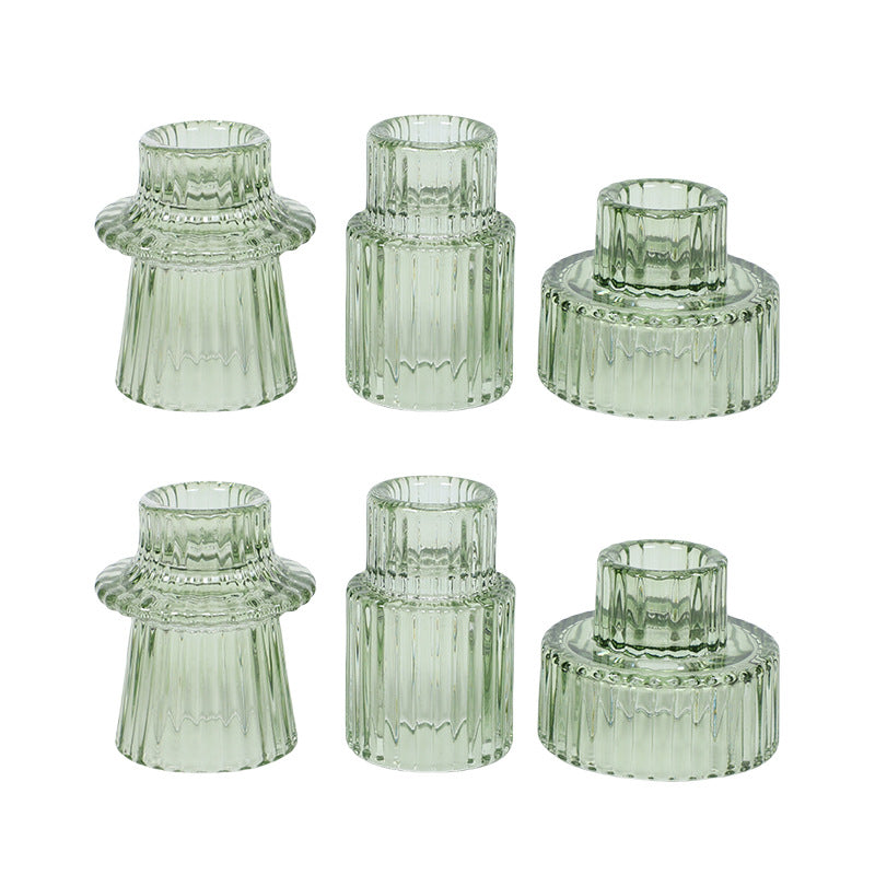 Ribbed Glass Candle Holders