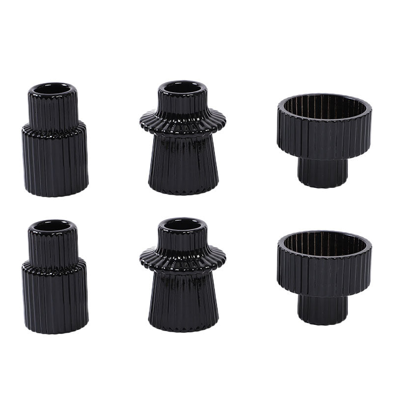 Ribbed Glass Candle Holders