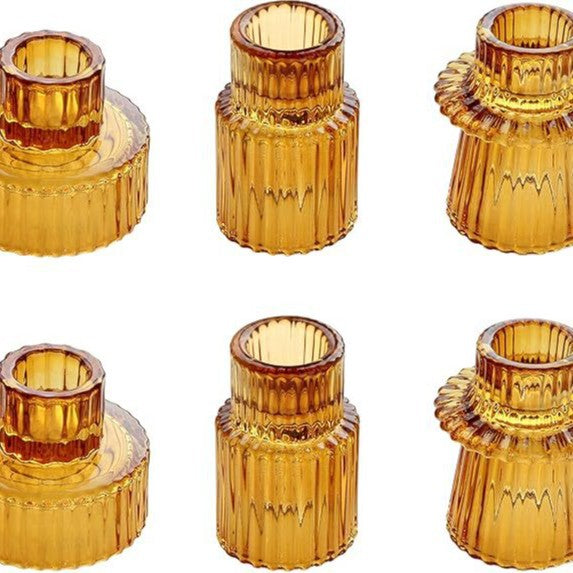Ribbed Glass Candle Holders